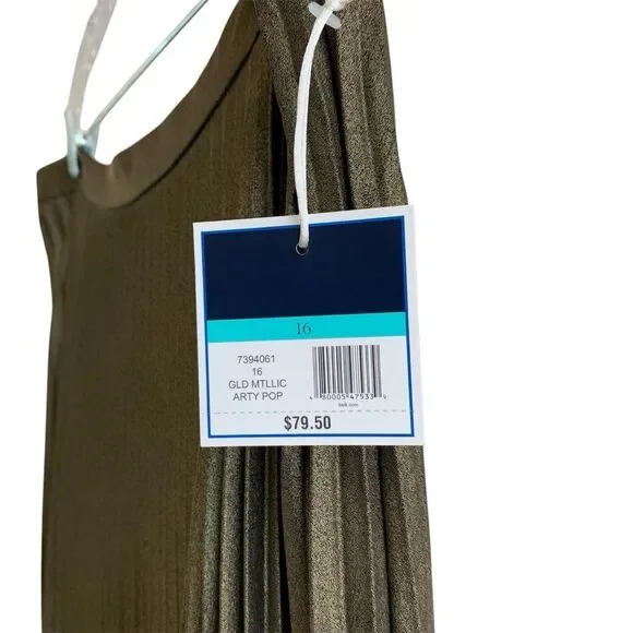 KAARI blue Women Skirt Size 16 Gold Metallic Pleated Midi - Picture 5 of 10